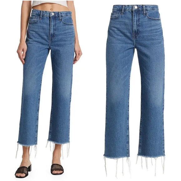 NWT Frame Le Jane Crop Raw Fray Hem Straight Jeans - Picture 3 of 15